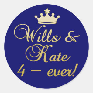 Pegatina Redonda Camisetas, tazas, regalos para Wills & Kate 4-Ever