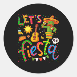 Pegatina Redonda Camisetas Vamos a Fiesta Cinco De Mayo Para Mujere