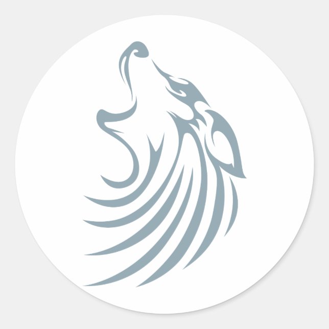 Pegatina Redonda Camisetas Wolf | Logo de Camisetas Lobo Personaliz (Anverso)