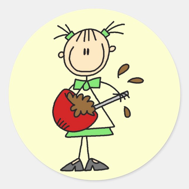 Pegatina Redonda Camisetas y obsequios de chica de mezclas de bater (Anverso)