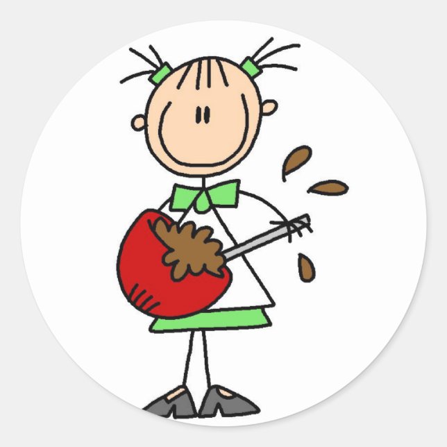 Pegatina Redonda Camisetas y obsequios de chica de mezclas de bater (Anverso)