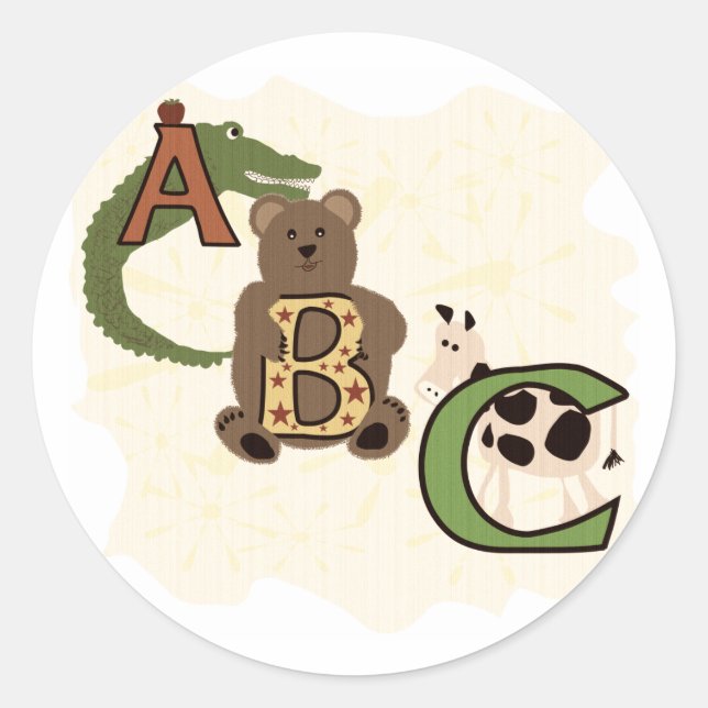 Pegatina Redonda Camisetas y regalos antiguos ABC (Anverso)