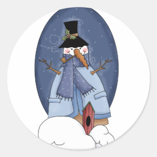 Pegatina Redonda Camisetas y regalos azules de Snowman