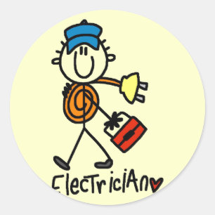 Pegatina Redonda Camisetas y regalos básicos del electricista