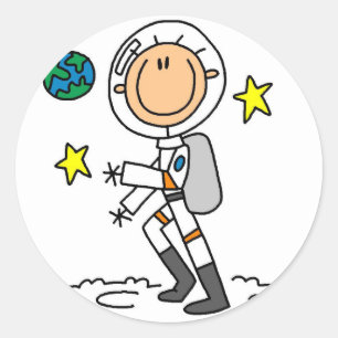 Pegatina Redonda Camisetas y regalos básicos para astronautas