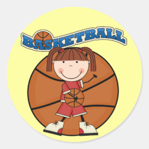 Pegatina Redonda Camisetas y regalos Chicas BASKETBALL Brunette