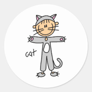 Pegatina Redonda Camisetas y regalos con ropa de gato