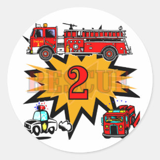 Pegatina Redonda Camisetas y regalos de 2º cumpleaños de Fuego y Re