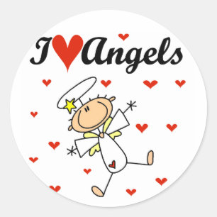 Pegatina Redonda Camisetas y regalos de ángeles que amo