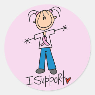 Pegatina Redonda Camisetas y regalos de apoyo al cáncer de mama
