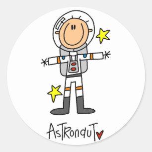 Pegatina Redonda Camisetas y regalos de astronautas con figuras de