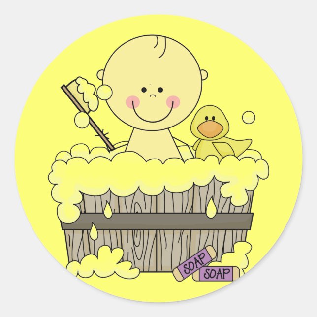 Pegatina Redonda Camisetas y regalos de Bath Time Boy (Anverso)