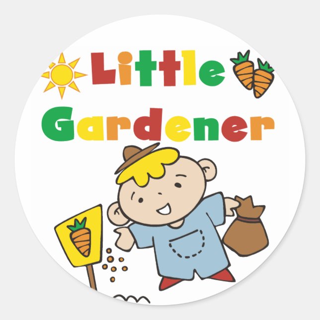Pegatina Redonda Camisetas y regalos de Boy Little Gardener (Anverso)
