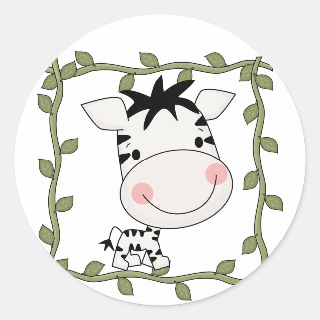 Pegatina Redonda Camisetas y regalos de cebra bebé (Anverso)