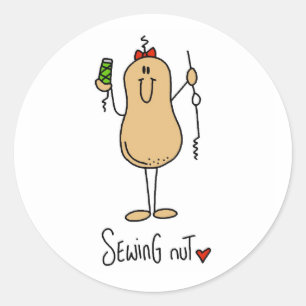 Pegatina Redonda Camisetas y regalos de costura de la nuez