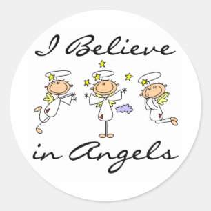 Pegatina Redonda Camisetas y regalos de Creo en ángeles