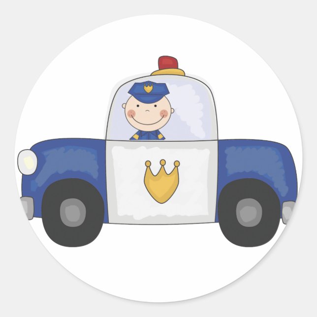 Pegatina Redonda Camisetas y regalos de crucero policial (Anverso)