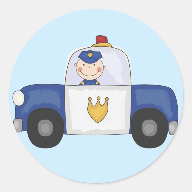 Pegatina Redonda Camisetas y regalos de crucero policial (Anverso)