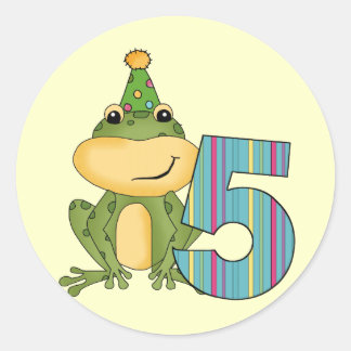 Pegatina Redonda Camisetas y regalos de cumpleaños de fiesta Frog