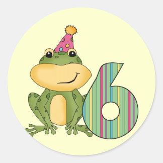 Pegatina Redonda Camisetas y regalos de cumpleaños de fiesta Frog