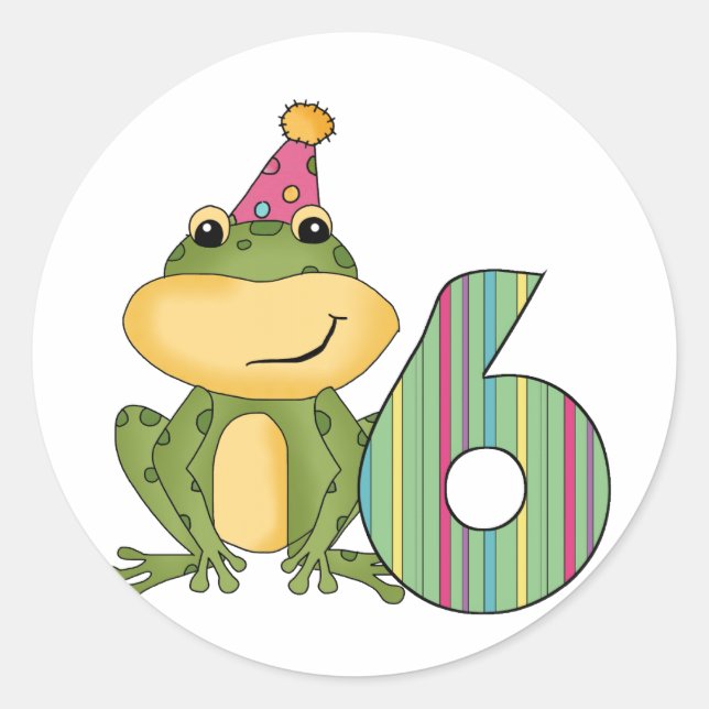 Pegatina Redonda Camisetas y regalos de cumpleaños de fiesta Frog (Anverso)