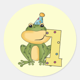 Pegatina Redonda Camisetas y regalos de cumpleaños de fiesta Frog