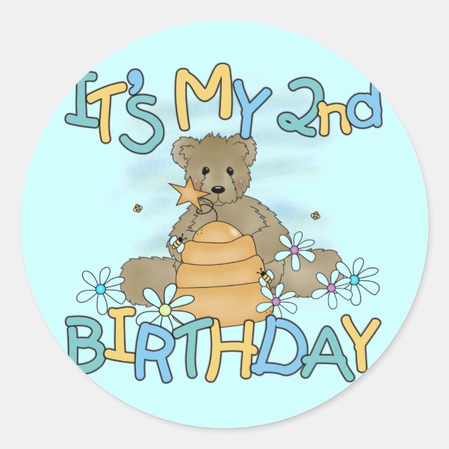 Pegatina Redonda Camisetas y regalos de cumpleaños de Honey Bear (Anverso)