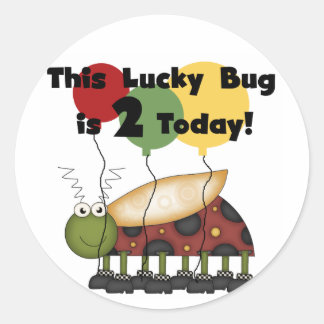 Pegatina Redonda Camisetas y regalos de cumpleaños de Lucky Bug
