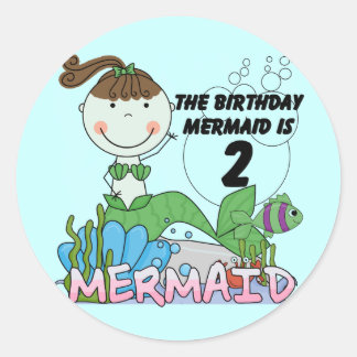 Pegatina Redonda Camisetas y regalos de cumpleaños de Sirena