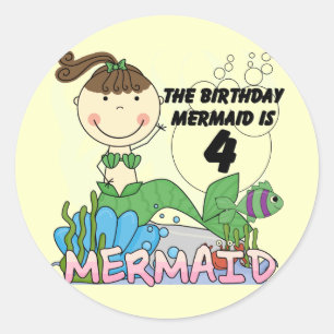 Pegatina Redonda Camisetas y regalos de cumpleaños de Sirena