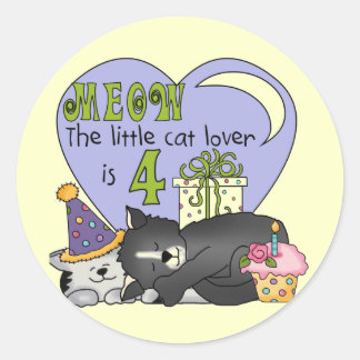 Pegatina Redonda Camisetas y regalos de cumpleaños para el gato Lov