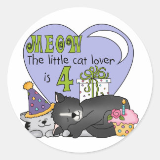 Pegatina Redonda Camisetas y regalos de cumpleaños para el gato Lov