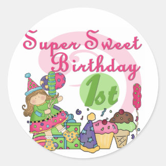 Pegatina Redonda Camisetas y regalos de cumpleaños súper dulces