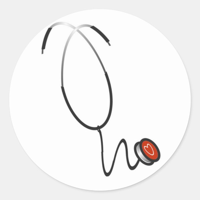 Pegatina Redonda Camisetas y regalos de estetioscopio (Anverso)