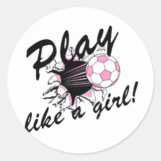 Pegatina Redonda Camisetas y regalos de fútbol de los chicas.