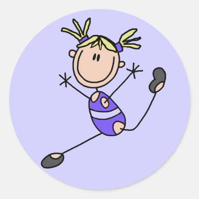 Pegatina Redonda Camisetas y regalos de gimnasta Chica rubio (Anverso)