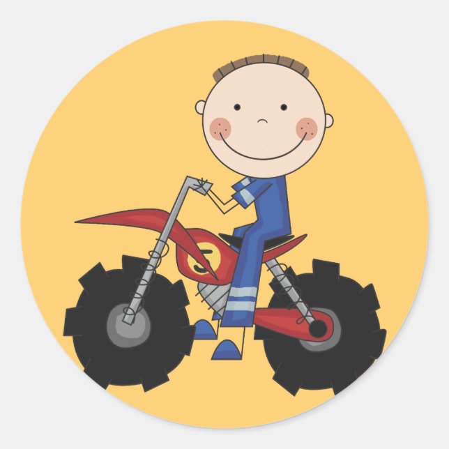 Pegatina Redonda Camisetas y regalos de la Carreras Dirt Bike (Anverso)