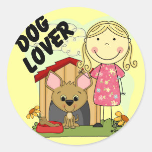 Pegatina Redonda Camisetas y regalos de la Chica Dog Lover Blond