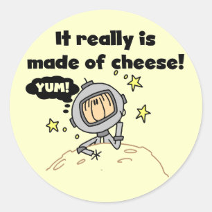 Pegatina Redonda Camisetas y regalos de la luna de queso