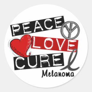 Pegatina Redonda CAMISETAS y regalos de la MELANOMA CURE LOVE