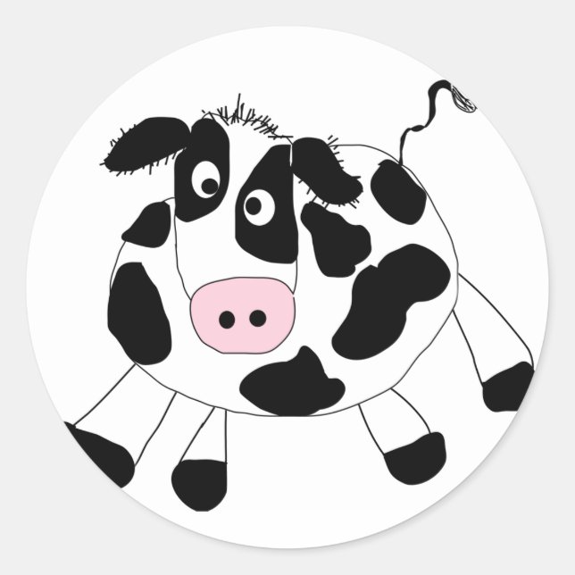 Pegatina Redonda Camisetas y regalos de la vaca de la granja (Anverso)