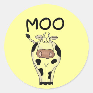 Pegatina Redonda Camisetas y regalos de la vaca del MOO