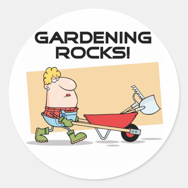 Pegatina Redonda Camisetas y regalos de las rocas de jardinería (Anverso)