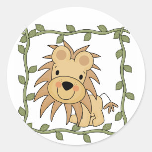 Pegatina Redonda Camisetas y regalos de león para bebés