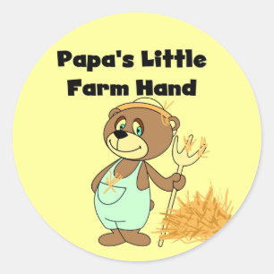Pegatina Redonda Camisetas y regalos de mano de la pequeña granja d