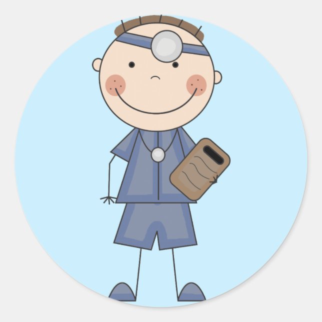 Pegatina Redonda Camisetas y regalos de Médica masculino (Anverso)