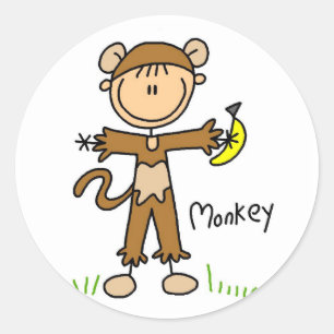 Pegatina Redonda Camisetas y regalos de Monkey Dress Up