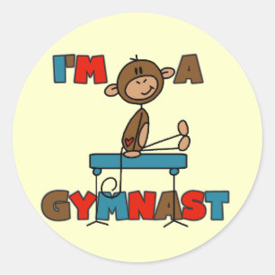 Pegatina Redonda Camisetas y regalos de mono soy un gimnasta