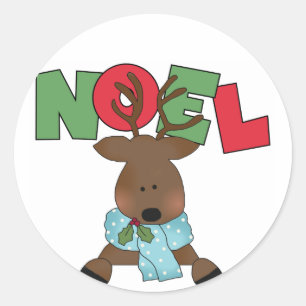 Pegatina Redonda Camisetas y regalos de Noel para renos