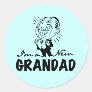 Pegatina Redonda Camisetas y regalos de nuevo abuelo sonrientes